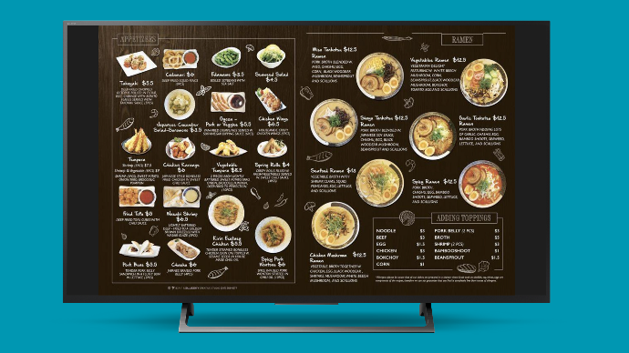 SmartTV e-Sign with a Resturant Menu