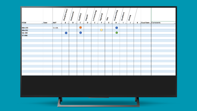 SmartTV Whiteboard displaying Excel Worksheet 